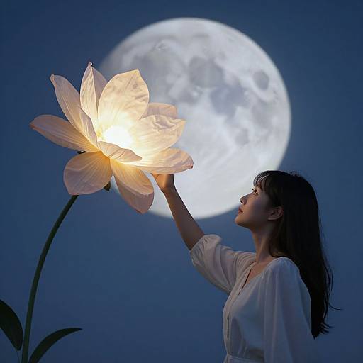 Celestial Bloom Under Moonlit Sky