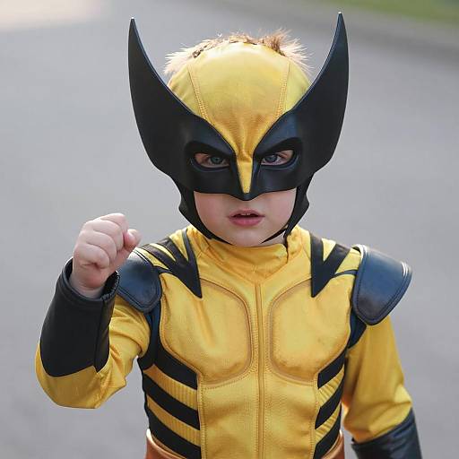 Young Boy Dressed as Wolverine Superhero