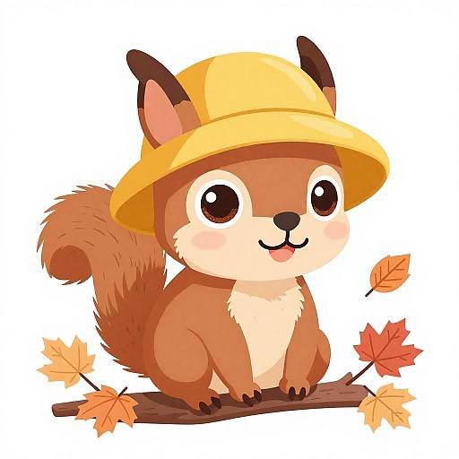 Retro Revival Cute Squirrel in Hat