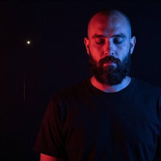 Moody Portrait of Bald Bearded Man