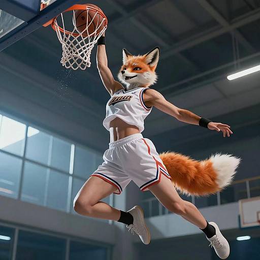 Dynamic Athletic Portrait of an Anthro Fox