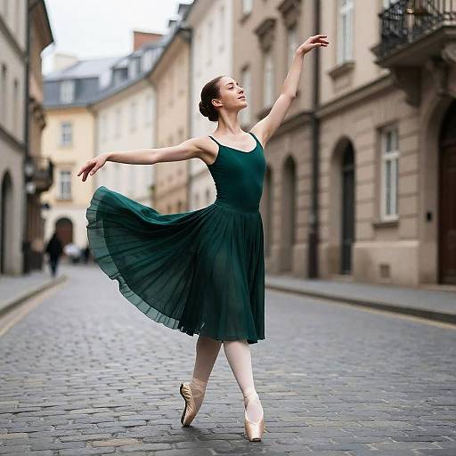 Ballet Dancer in Emerald Green Skirt