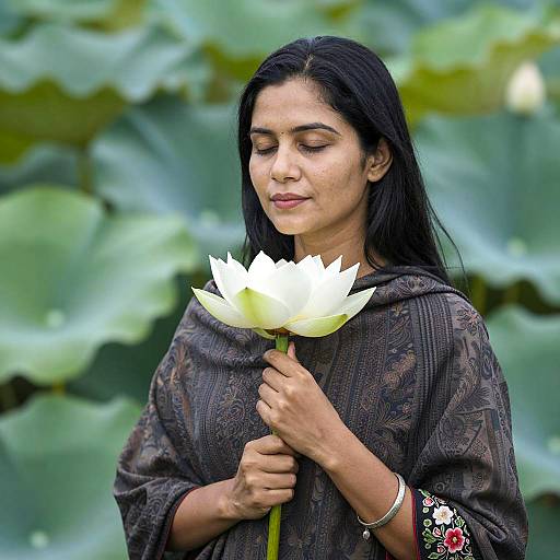 Serene Woman with Lotus Flower