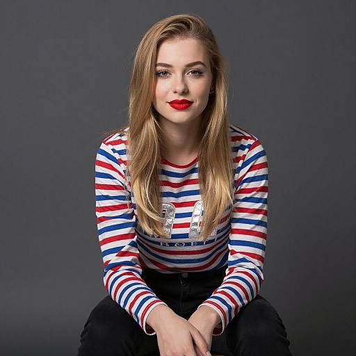 Young Woman in Striped Shirt Portrait