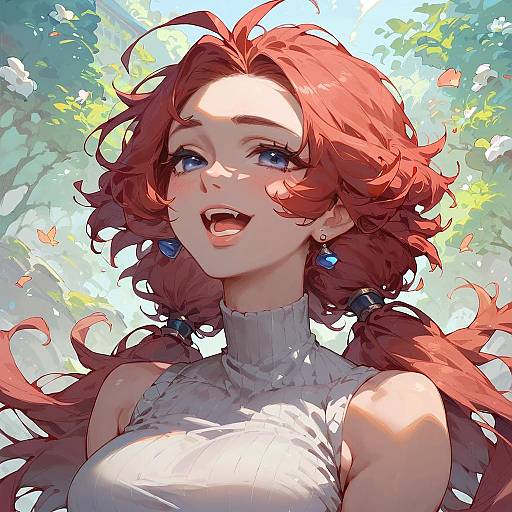 Kawaii Character with Big Hair Action