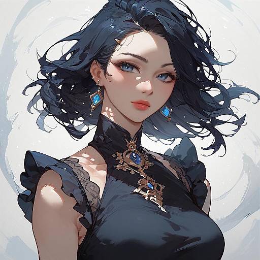 Anime Girl in Black Dress