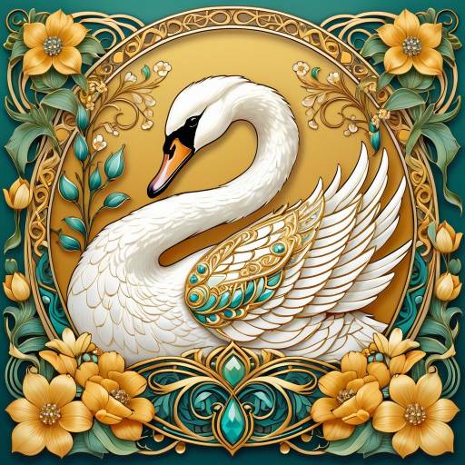 Elegant Swan with Floral Jewels