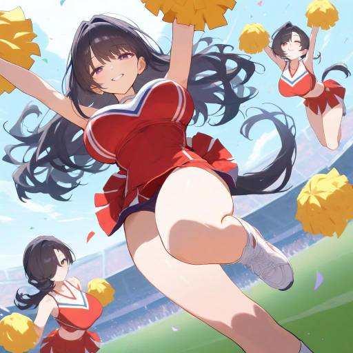 Dynamic Cheerleader Illustration of Homura Akemi