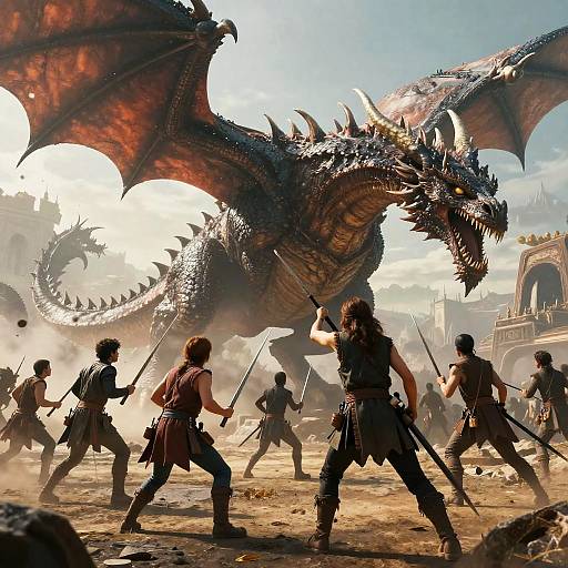 Epic Battle Against Giant Dragon