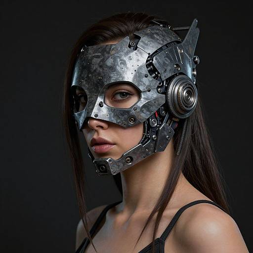 Cyberpunk Mech Masked Woman Portrait