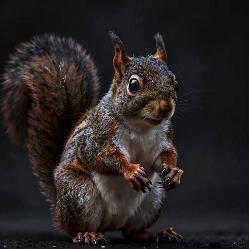 Noir Squirrel Detective in Mystical Atmosphere