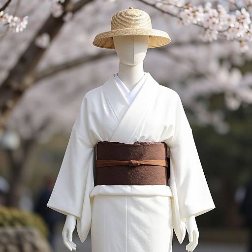 Elegant Mannequin in Serene Garden Kimono