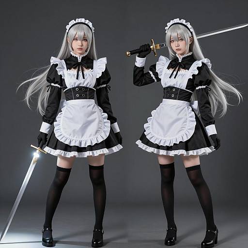 Anime Maids: Silver Hair in Spotlight