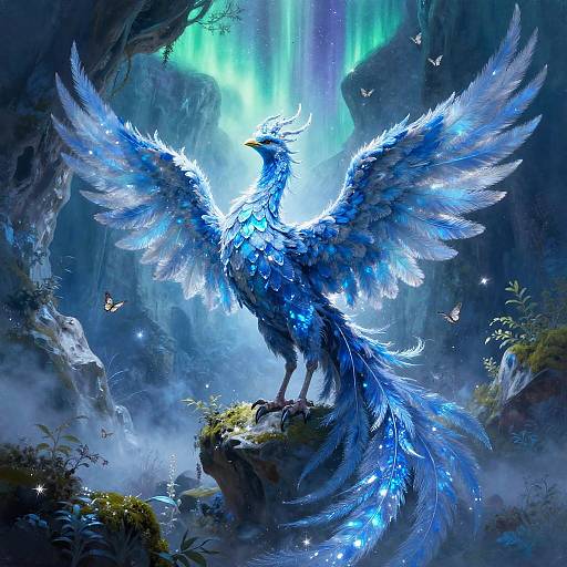 Majestic Ice Phoenix in Glacial Cave