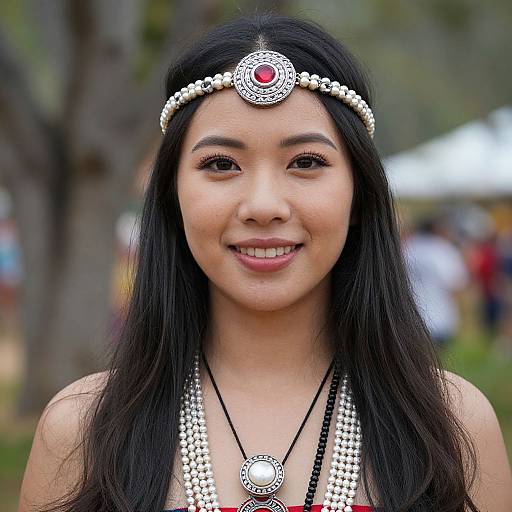 Close-Up Woman Hula with Headdress