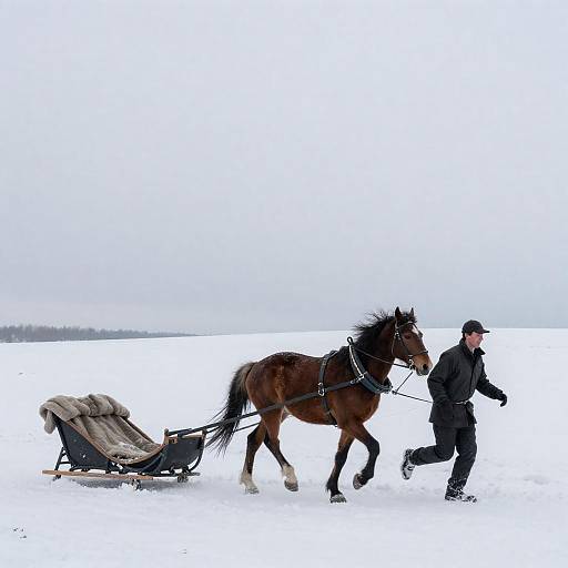 Snowy Landscape with Horse-Drawn Sled