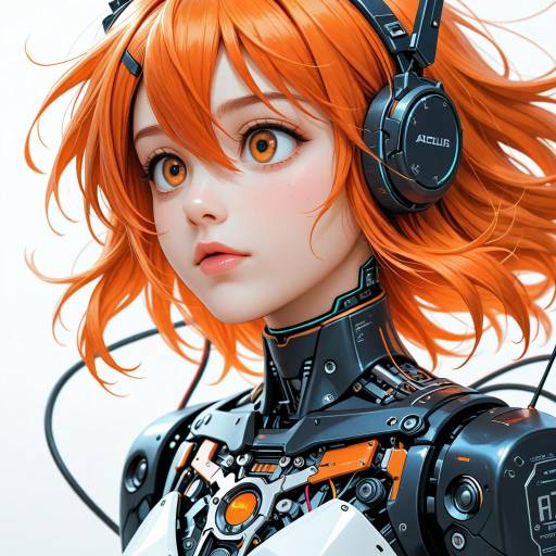 Futuristic Android Girl with Orange Hair