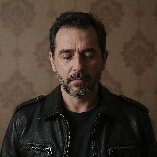 Middle-Aged Man in Leather Jacket Portrait