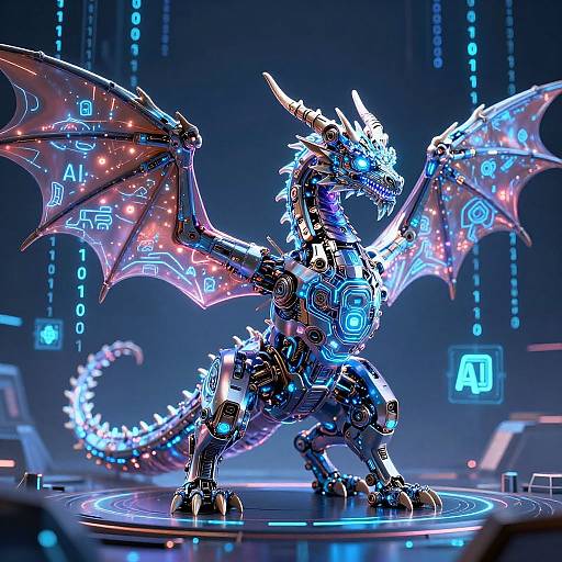 Glowing AI Robotic Dragon Art