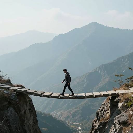 Solitary Figure on Precarious Path