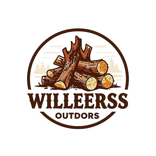 Retro Firewood Stack Logo Design