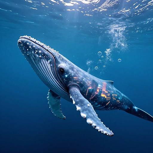 Colossal Whale Hosting Illuminated City