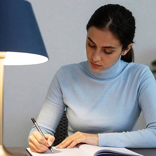 Introspective Writing in Soft Blue Light