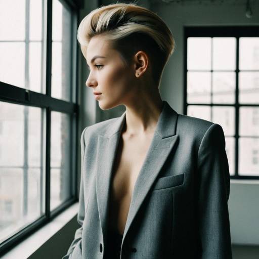Female Model with Side Part Undercut Hairstyle in Blazer Female Model with Side Part Undercut Hairstyle in Blazer