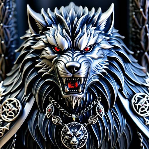 Fierce Werewolf Holding Silver Pendant