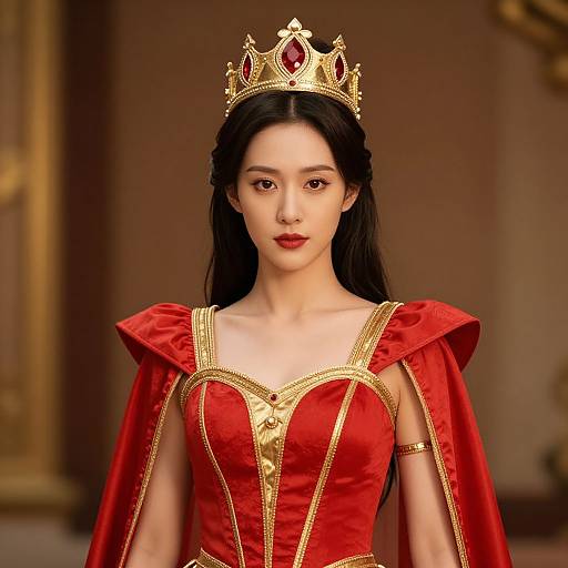 Regal Female in Red and Gold Costume