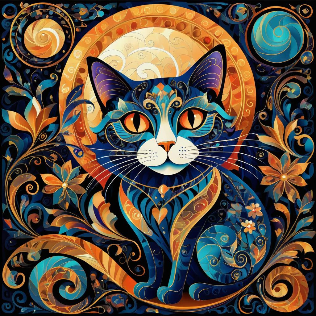 Whimsical Cat in Surrealist Art Style