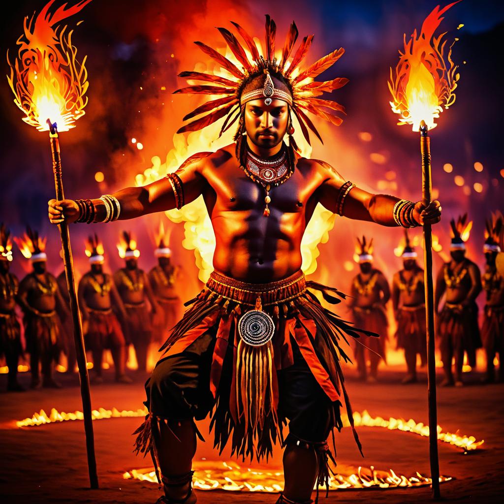 Tribal Fire Performer at Bonfire Festival