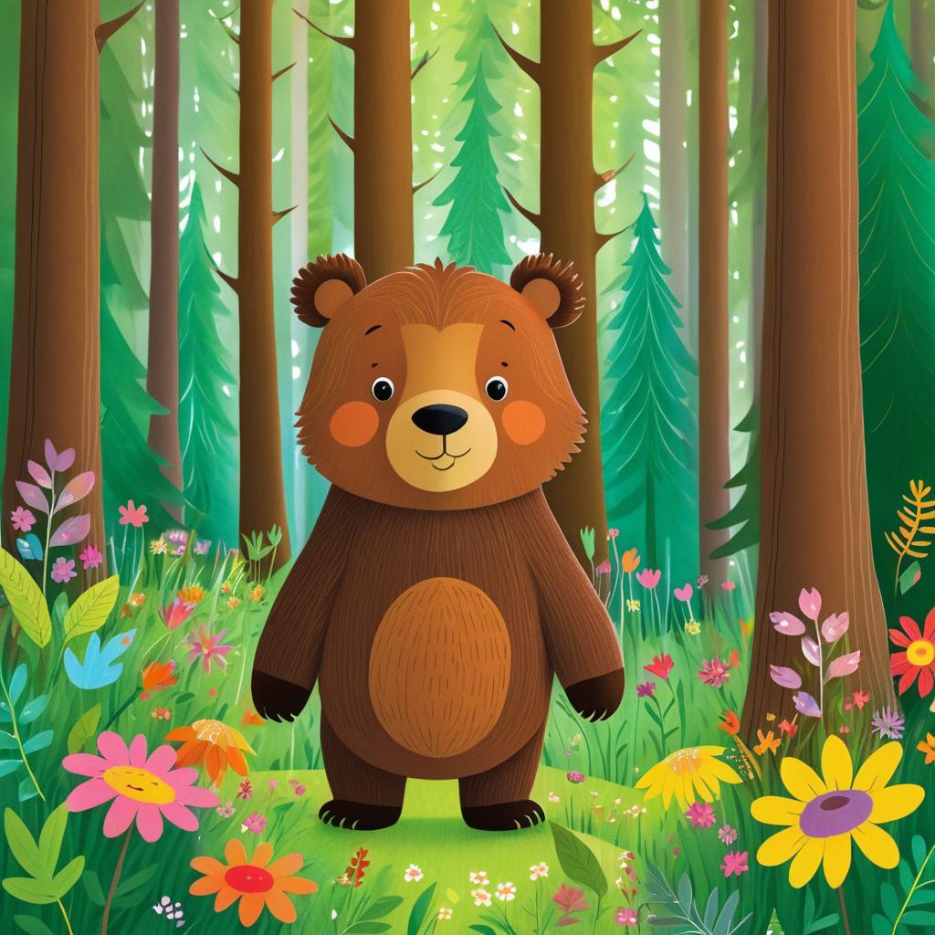 Charming Brown Bear in Lush Forest