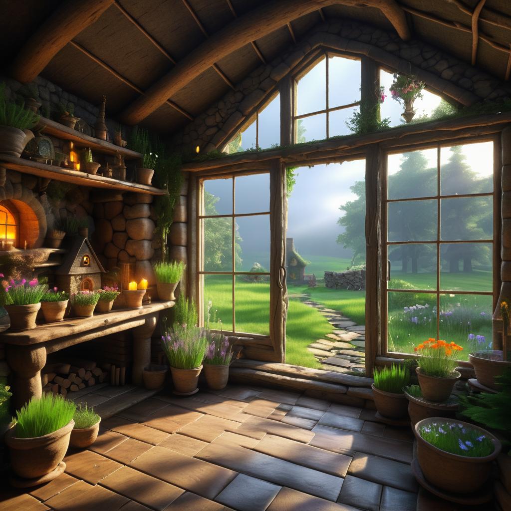 Whimsical Fairy Cottage Interior Scene