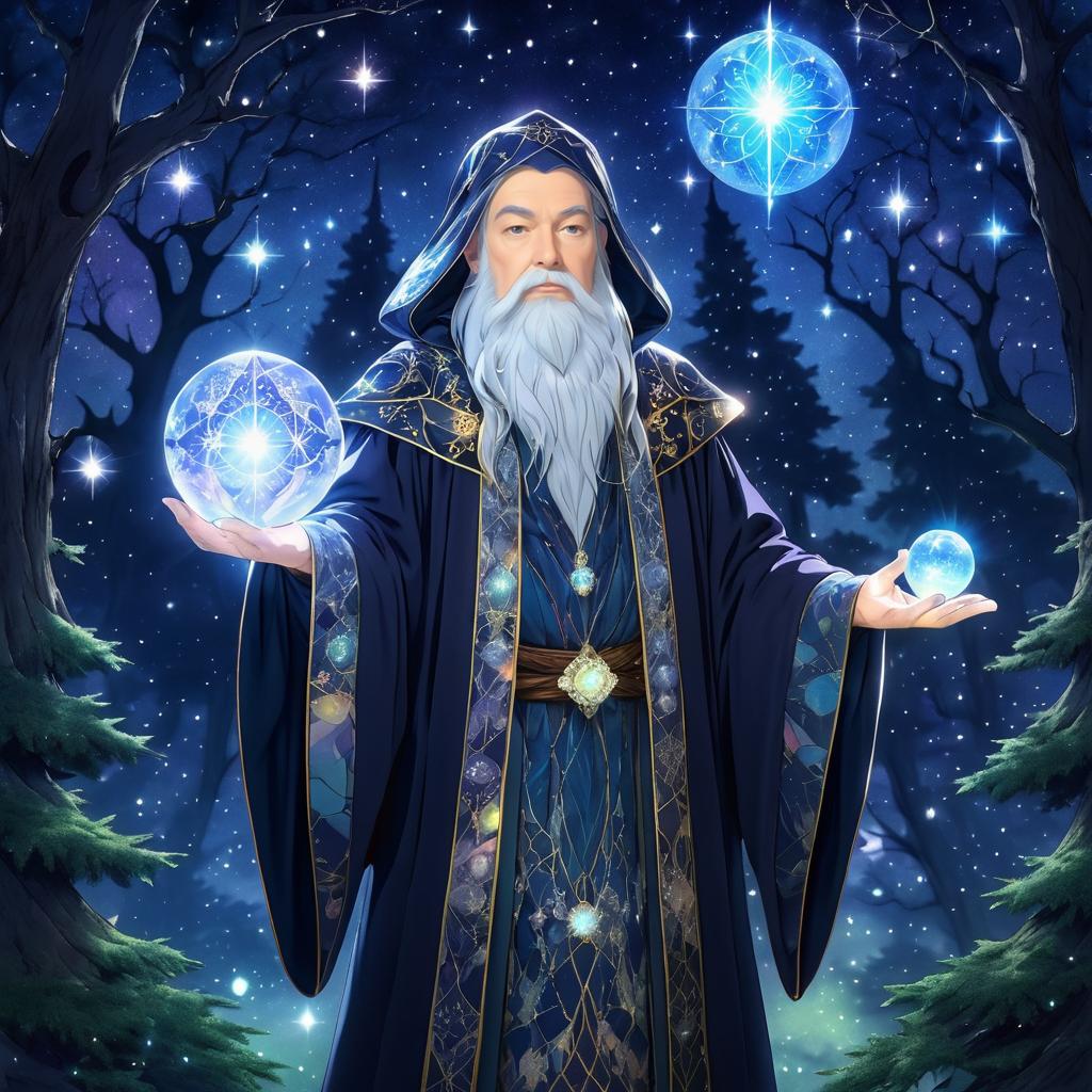 Mystical Wizard in Enchanted Forest