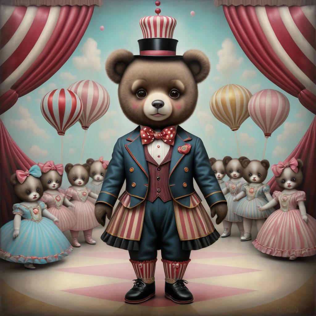 Vintage Circus Teddy Bear Art