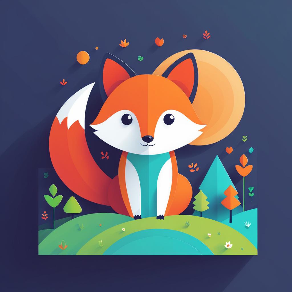 Charming Fox in Colorful Flat Design