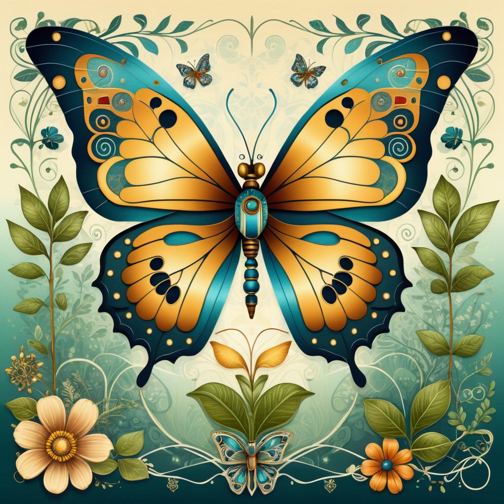 Whimsical Mechanical Butterfly Herbal Adventure