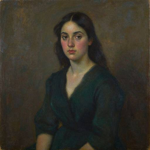 Portrait of Woman in Dark Green Dress