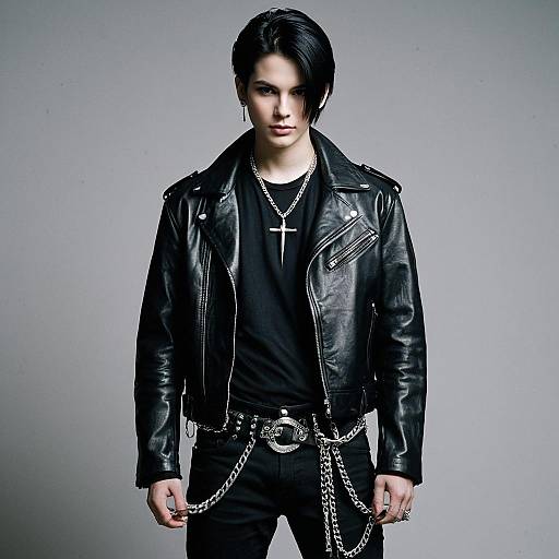 Young Man in Gothic Leather Outfit