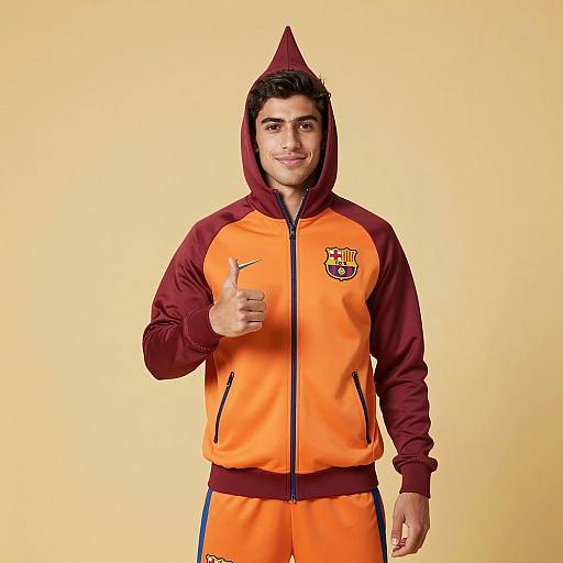 Young Man in Barcelona FC Costume