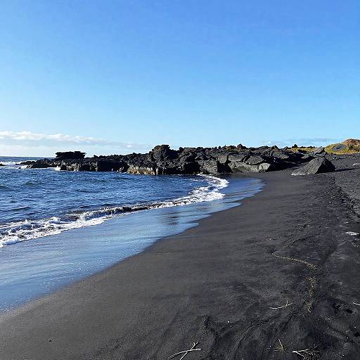 Surreal Black Sand Beach Dreamscape