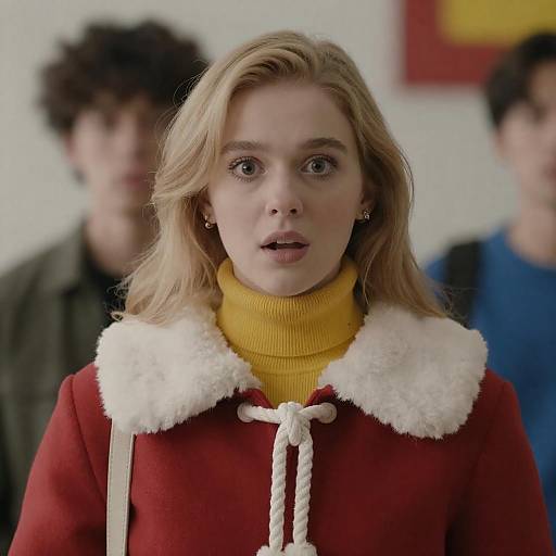 Surprised Young Woman in Stylish Attire