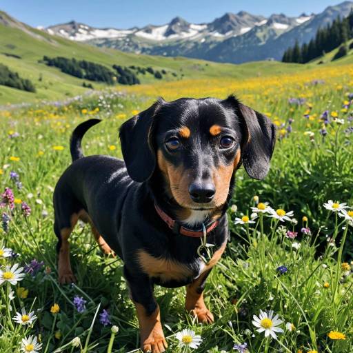 Dachshund Mix Dog in Alpine Meadow
