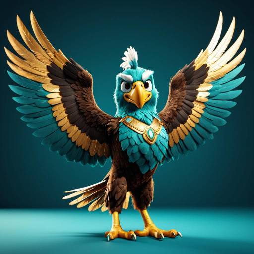 3D Eagle Mascot Character with Spread Wings