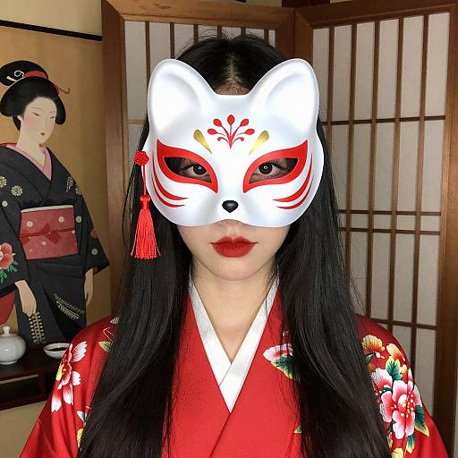 Elegant Asian Woman in Traditional Kimono