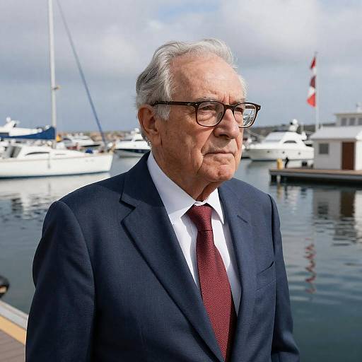 Serious Elderly Man by the Marina