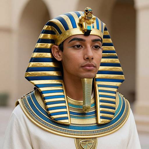 Close-Up of Man in Pharaoh Costume