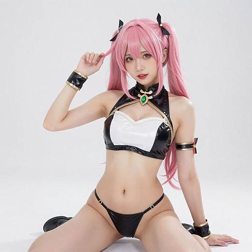 Cosplay Woman with Pink Twin-Tails