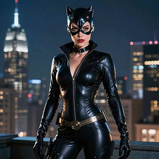 Elegant Catwoman in Urban Vigilance